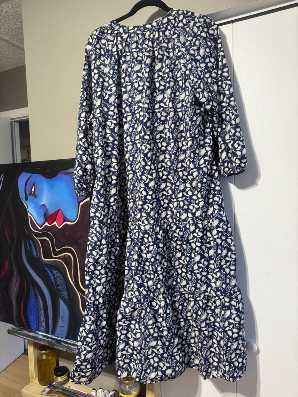 ✨ Terra & Sky Navy Floral Tiered Maxi Dress 2X (20W-22W) | Breezy Summer Boho - Picture 9 of 9